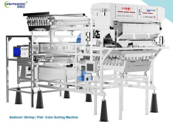 chất lượng  Fish / Shrimp Sorting Machine Double Layer Belt Type 5400 pixels 220V 50Hz nhà máy sản xuất